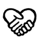 Handshake in the shape of a heart icon