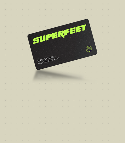 Superfeet digital gift card on a beige background.