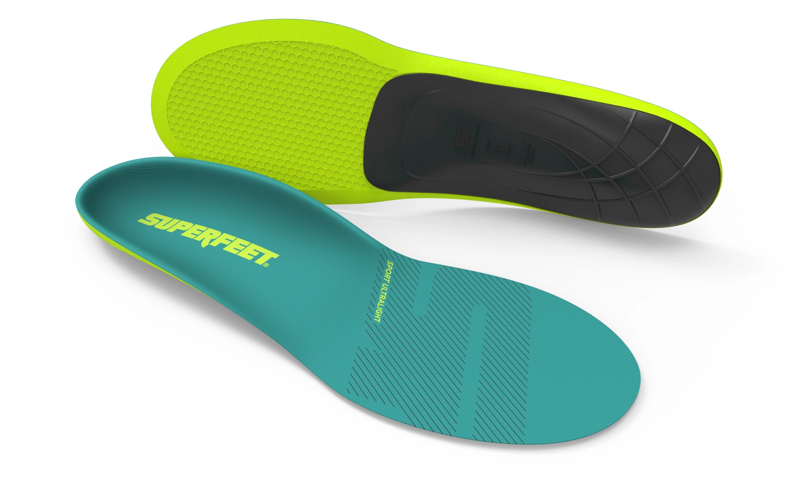 Superfeet's Sport Ultralight Insoles against a white background.