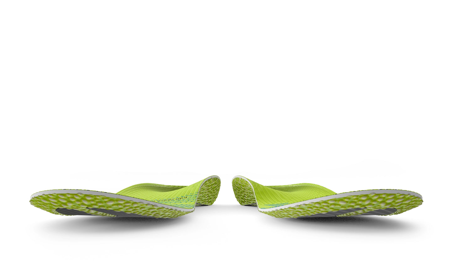 A pair Superfeet's Run Pacer Elite insoles facing towards the viewer against a white background. 