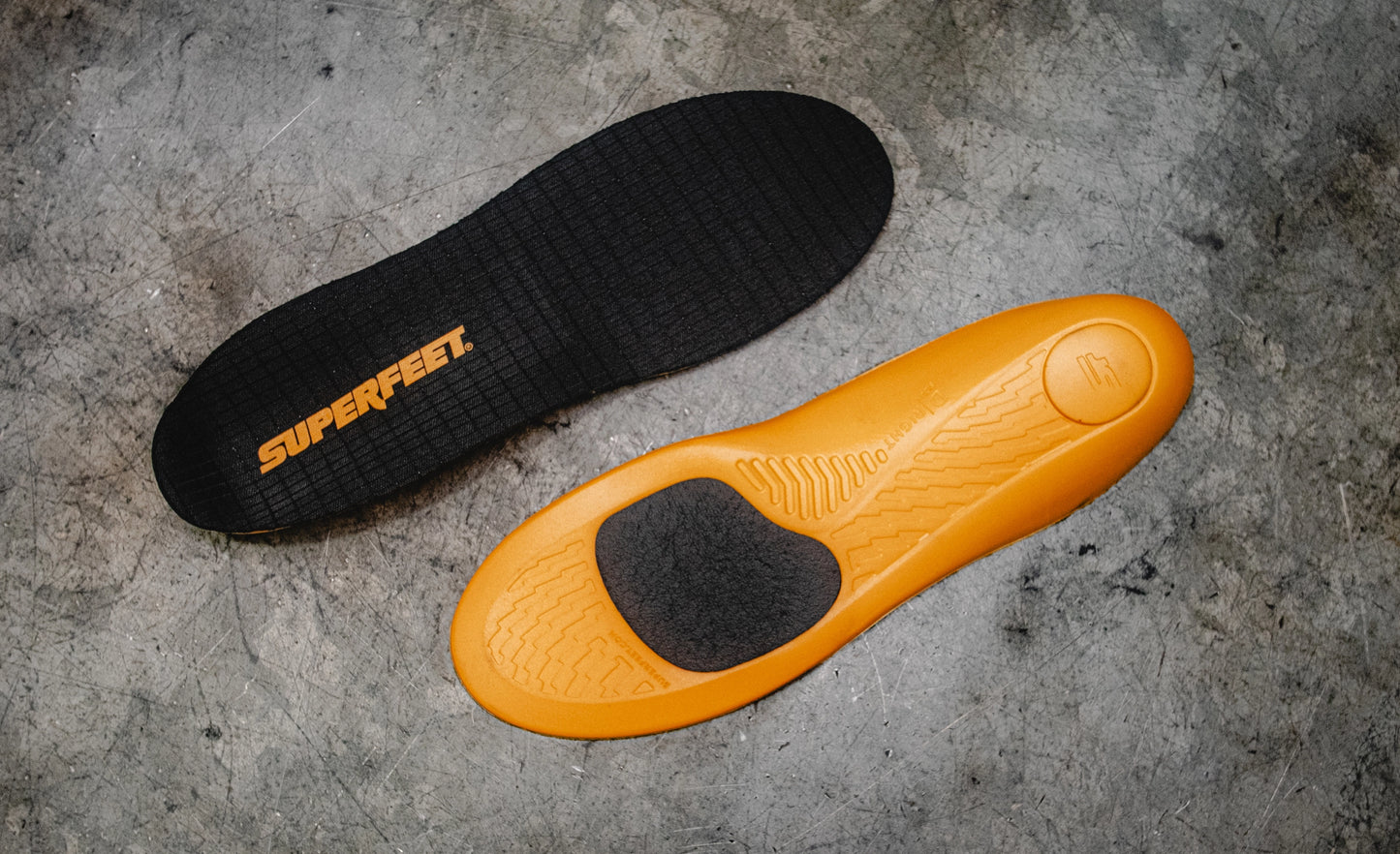 Superfeet's Work ESD Insoles against a grey background. 
