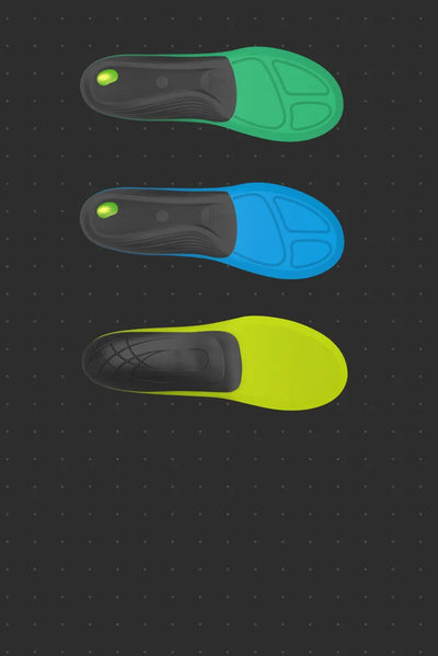 Three pairs of colorful slippers on a dark background