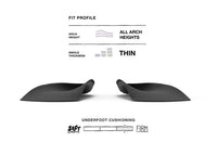 Pair view of Superfeet Casual Women's Easyfit Insoles with Fit Profile graphic elements. All arch heights, Thin insole thickness, Firm underfoot cushioning.
