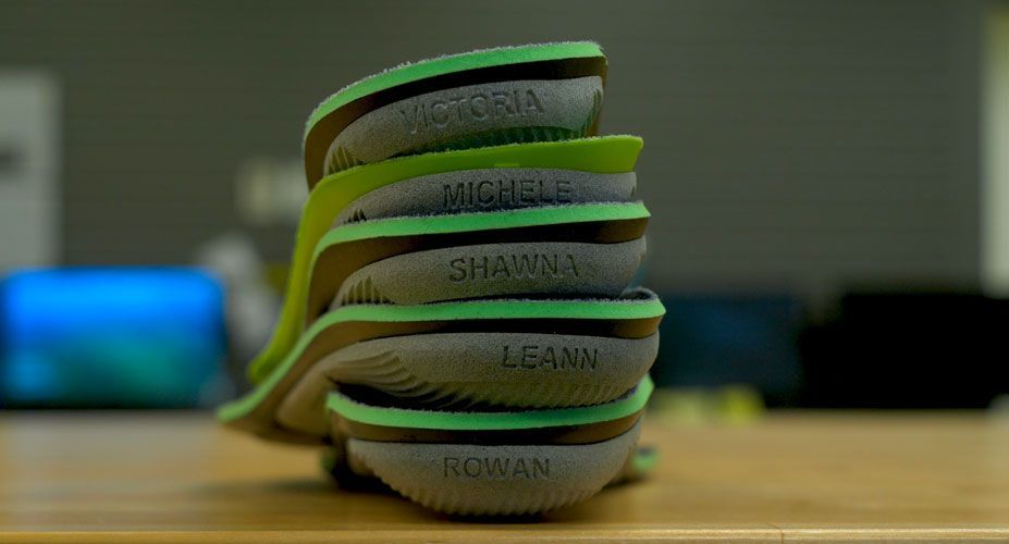 Stack of ME3D insoles with names showing