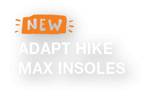 Stylized, hand drawn lettering spells New ADAPT Hike Max Insoles