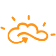Hand drawn cloud with directional arrow icon