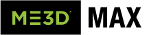 Stylized green on black ME3D MAX text logo