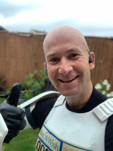 The running stormtrooper without his mask