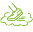 Hand drawn foot in running shoe on a cloud icon